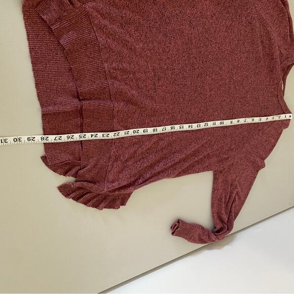 Anthropologie Postage Stamp Long-Sleeved Rose Pink Ruffle Hem Sweater XS - Picture 4 of 9